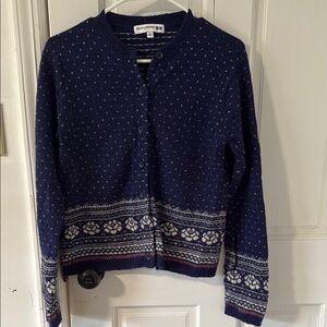 Uniqlo Blue and White Nordic Cardigan Sweater